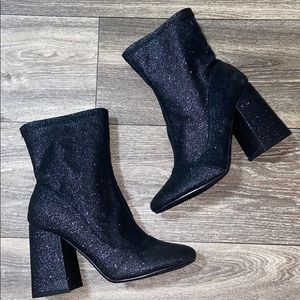 Cape Robin Almond Toe Shimmer Chunky Heel Bootie